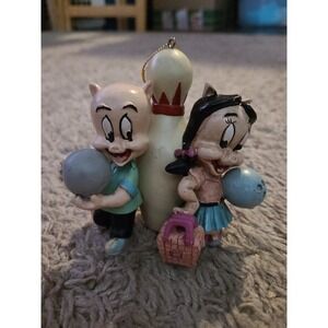 1994 Looney Tunes Ornament, Bowl A Rama Porky Pig & Petunia Pig Vintage